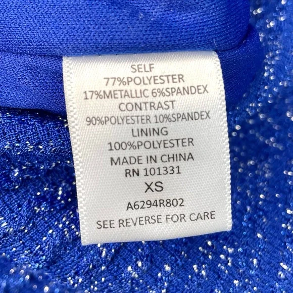 Charlotte Russe Electric Blue Cutout Halter Mini Dress XS Metallic Semi Formal - Picture 12 of 15